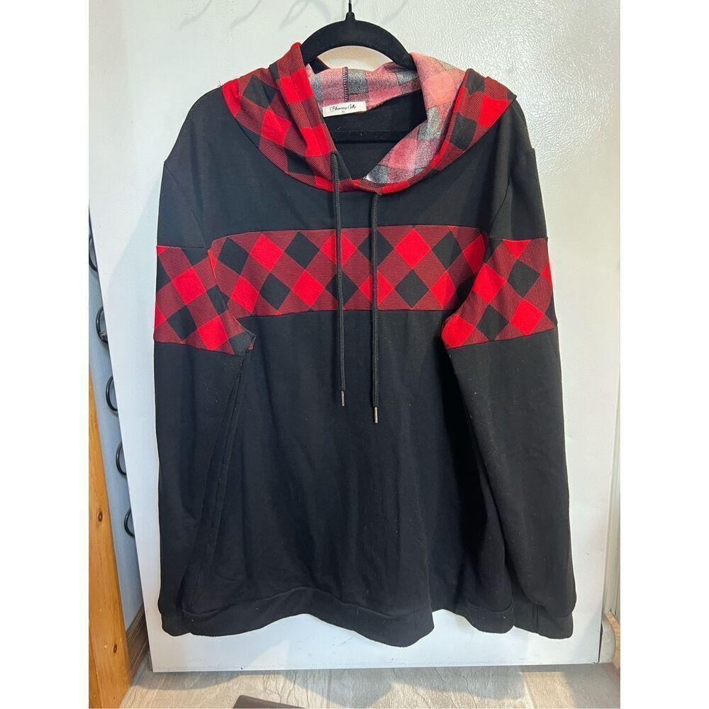 Blooming Jelly Black And Plaid Woman’s Hoodie Size XL-Bally